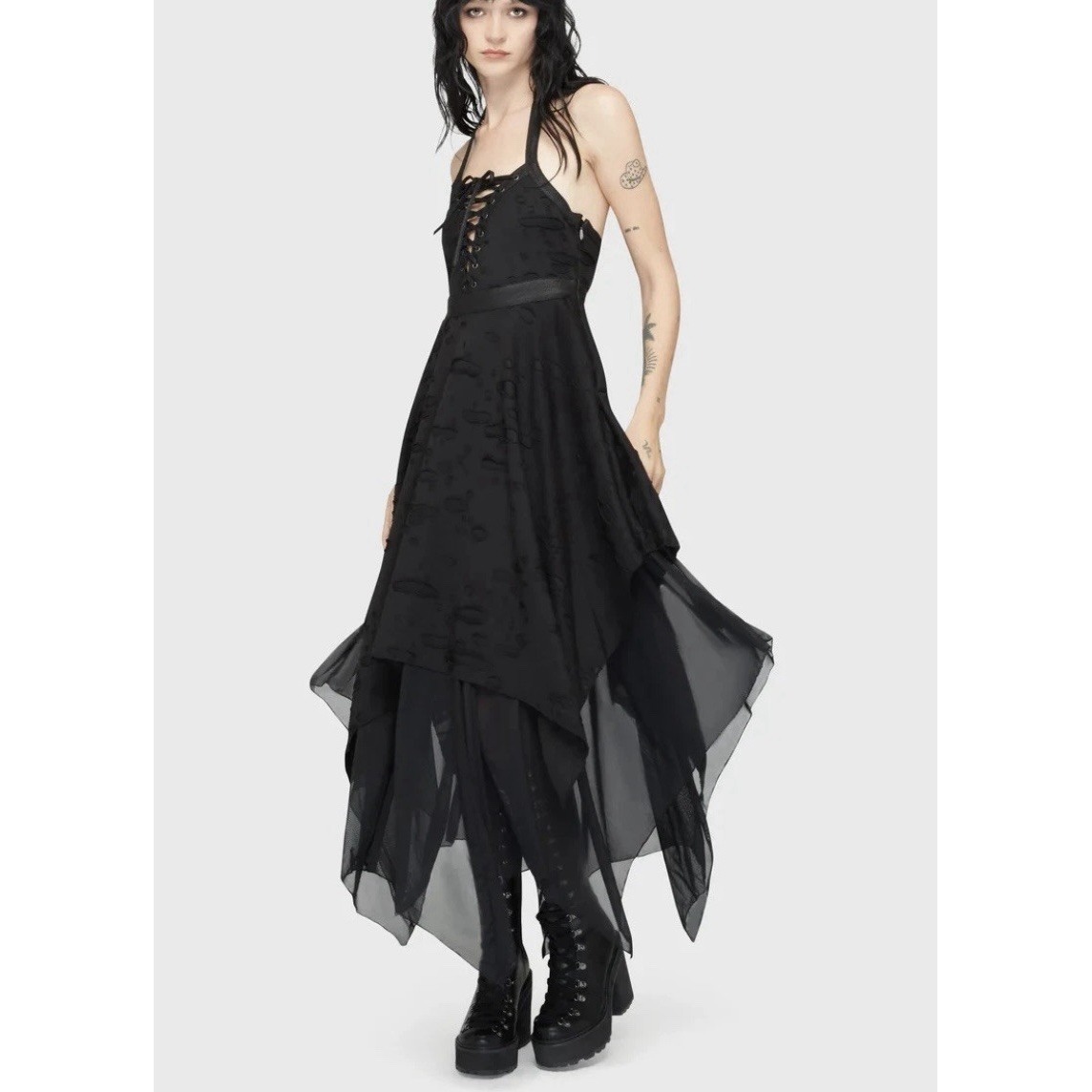 Killstar Badlands Dress Xxl Maxi Halter Neck Women Whimsigoth Goth Nwt